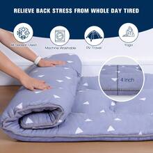 4" Extra Thick Japanese Floor Mattress Futon Mattress Foldable Mattress Tatami Pad For Adults Floor Bed Roll Up Mattress Guest Mattress - Màu xanh bụi bặm - Xem 4