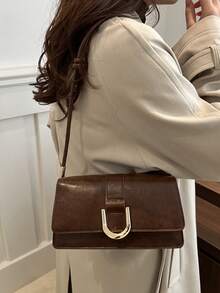 复古纯色方形单肩包全配翻盖腋下包女士最简约腋下包，新年理想礼物，女士时尚商务休闲包，办公室、商务和工作完美