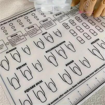 1pc Nail Practice Mat - Reusable, Alcohol-Free Nail Art Training Pad With Nail Design Guide, Perfect For Salon & Home Manicure Practice, Nail Art Training|Durable Nail Pad| Material