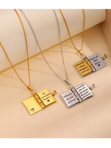 قلادة قلب من الفولاذ المقاوم للصدأ بشكل حروف حب مناسبة للسيدات للاستخدام اليومي هدية عيد ميلاد مجوهرات