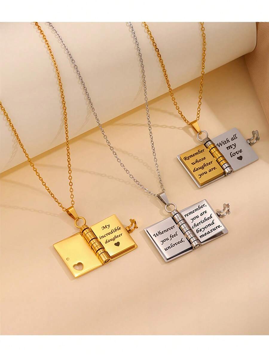 قلادة قلب من الفولاذ المقاوم للصدأ بشكل حروف حب مناسبة للسيدات للاستخدام اليومي هدية عيد ميلاد مجوهرات