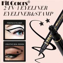Fit Colors Juego de delineador de ojos 2 en 1 con sello de estrella, delineador de ojos resistente al agua con forma de corazón y flor de ciruelo, herramienta de maquillaje de secado rápido adecuada para fiestas y maquillaje de escenario