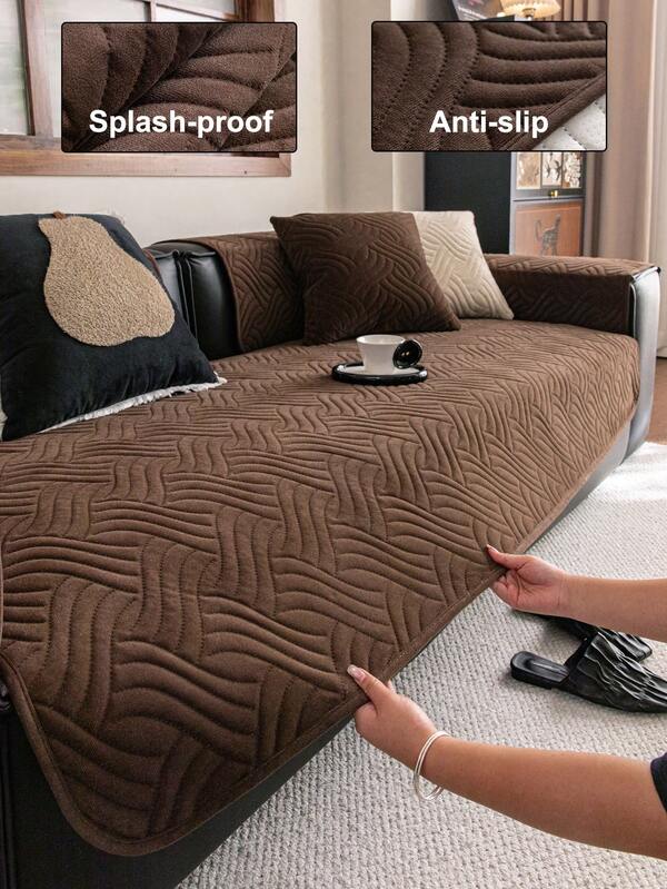 1pc Waterproof Geometric 3D Solid Color Sofa Cushion, Minimalist Style, Anti-Slip Back, Pet-Friendly, Soft Multi-Functional Anti-Dirt Anti-Dust, Holiday Decor Sofa Cover, Backrest Towel Armrest Towel All Season