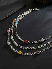 1 pieza Cadena de pantalón de cristal colorida, elegante y minimalista de estilo retro, correa diagonal punk y hip hop para hombres, para decoración de pantalones, adecuada para festivales de música, bodas, inauguraciones escolares y moda callejera en otoño/invierno