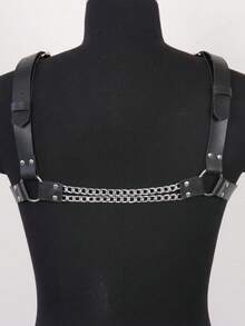 男士PU皮革朋克胸带式安全带 可调节男士胸链舞台夜总会酒吧表演安全带 - 黑色 - 查看 5