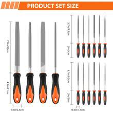 Huini 17PCS Metal File Set Metal Filler For Steel, 12 Needle Files With Storage Bag, Steel Brush, Wood Files With Handle For Woodworking, Metalworking - Orange - View 2