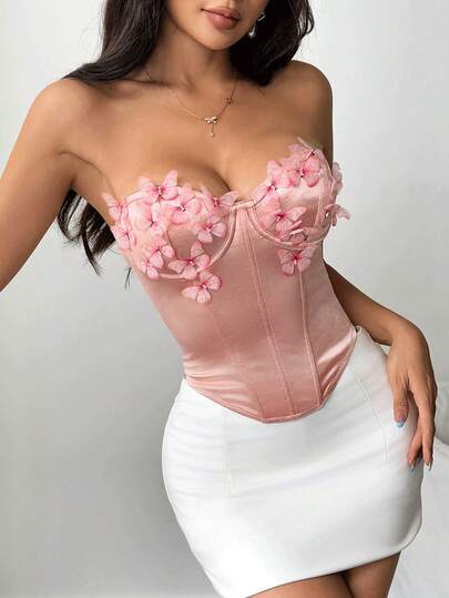 Sexy Crop Top With Butterfly Cutout, Underwire, And Bodycon Fit