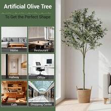 Large Artificial Olive Tree, Artificial Olive Tree, Modern Olive Tree Decoration - Green - View 1