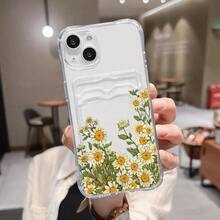 Funda para phone X/11/12/13/14/15/16 Pro con diseño floral de margaritas. Esquinas reforzadas. Lleva tus objetos esenciales y tarjetas con estilo. Elegante y protectora. | Buen amigo - transparente - Ver 6