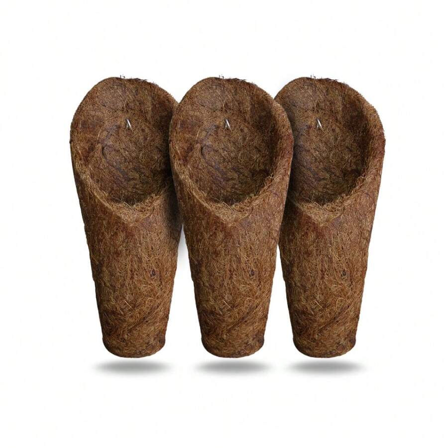 KIT COM 03 UNIDADES DE VASO DE FIBRA DE COCO  LINHA ULTRALEVE - MODELO CONCHA - TAMANHO M - CONCHA M_KIT COM 3un - Visão 1