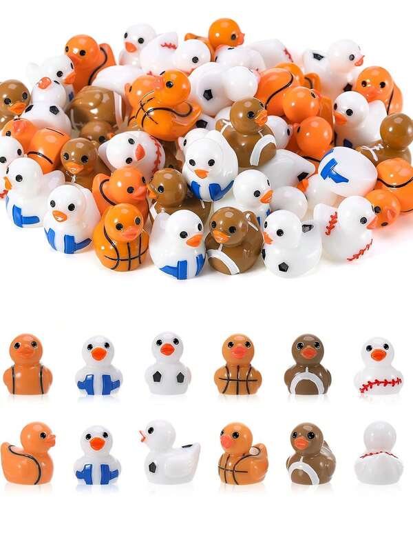 40/20/10 piezas Figuras de pato de resina en miniatura, adornos de animales pequeños con estilo de pelota deportiva para jardín de hadas DIY, escritorio de oficina en el hogar, exhibiciones de coleccionistas, artículos para fiestas con tema deportivo, accesorios para el interior del automóvil, regalos para fiestas de cumpleaños (estilo aleatorio)
