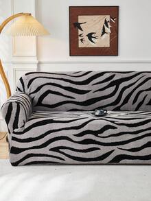 1件装阳离子柔软绒面宠物防抓沙发套，压花提花斑马纹图案，多色可选，加厚提花绒面沙发套，适用于1/2/3/4座沙发，秋冬季 - 彩色 - 查看 6