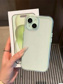 极简主义白色粉色黑色蓝色纯色材质时尚手机壳，适用于苹果智能手机，时尚保护壳，高端品质，三合一加厚硬质材料，彩色纯色边框，个性化创意绿色可选，防摔全包，透明手感，彩色防水防震防摔防刮，春季礼品手机壳 - 薄荷綠 - 查看 4