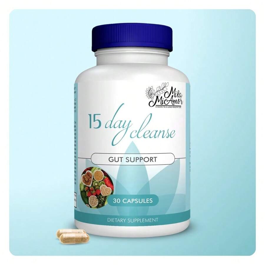 15 Day Cleanse - Gut And Colon Support | Caffeine Free | Advanced Formula With , Cascara Sagrada, & Psyllium Husk | Non-GMO | 30 Capsules - 1 Bottle - 查看 1