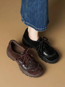 2025新款女士功能性芭蕾舞鞋，厚底玛丽珍鞋，乐福鞋 - 棕色 - 查看 7