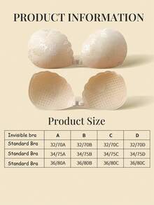 1pc Lace Invisible Push-Up Bra, Comes With Randomly Sewn Transparent Straps, Suitable For Women's Wedding Dresses, Camisoles, Bras - Pairs Well With Camisoles, Dresses, Jumpsuits