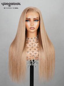 MEGALOOK 6"X5" Silky Straight Hairline Transparent Lace Front Wig, Milk Tea Brown Color - S20L - View 4