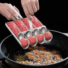 1set Stainless Steel Rice-Meat Dumplings And Deep Fried Bean Paste Maker Set - Anti Stick, Multi-Function Kitchen Tools, Perfect Shaping Crushed Beef Meatball And Rice Frozen Cake - Silver - View 3