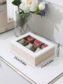 1个木制茶叶盒，多种尺寸可选，茶包分隔收纳盒，咖啡包多用途收纳盒，带透明翻盖