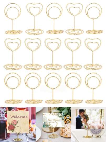 2/5/10 Piezas Soporte de Tarjeta de Lugar de Mesa de Boda Soporte de Número de Foto de Metal Clip Stands Decoración del Hogar Fiesta de Cumpleaños Boda