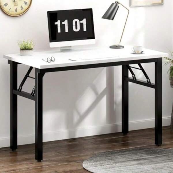 L47.2 Foldable MultiPurpose Table Desk No Assembly Required Portable Instant Setup Desk For Home Office Dining Conference Party Sturdy Lightweight 120 * 60 * 75cm