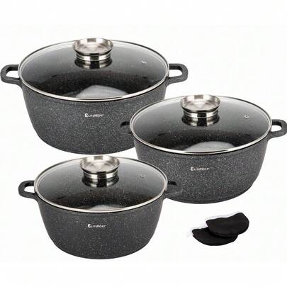 ZESTAW GARNKÓW MARMURKOWYCH 8 ELEMENTÓW INDUKCJA GAZ