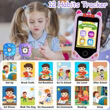 2.8 Inch Touch Screen Kids Smart Phone Toy With Drawing & Spelling, Fun STEM Learning Games And Music Player, Creative Gift For 3-12 Years Old Boys And Girls