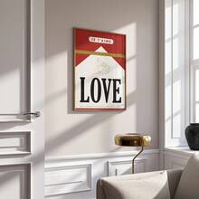 1pc Frameless Vintage Red Love Poster Wall Art, Retro Chic Wall Decor, Cute Love Aesthetic Print, Coquette Room Decor For Bedroom, Dorm & Living Room | Vintage Style Gift With Floral Accents - Multicolor - View 4