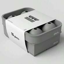 Combo Bandejas de silicona para cubitos de hielo - Bola de hielo esfrica y moldes cuadrados grandes para cubitos de hielo - Negro - gris - Ver 8