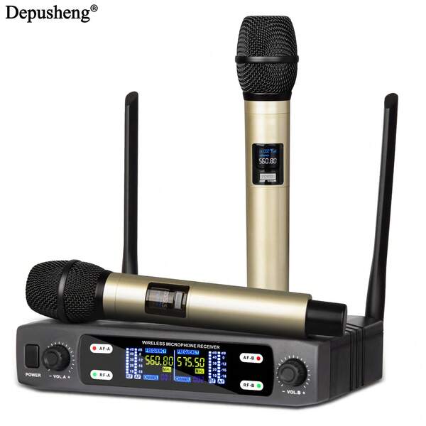  Depusheng X2 Professional Wireless Microphone Dual-Channel Handheld Dynamic Microphone For Proformance,Karaoke,Party,Speech,Singing