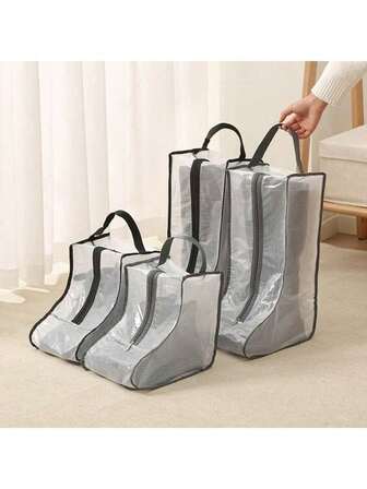 1 pieza Bolsa de almacenamiento portátil y resistente al agua para zapatos y botas de gran capacidad, con cubierta transparente a prueba de polvo para botas de temporada, botas de tobillo, zapatillas, protección contra el polvo y la humedad