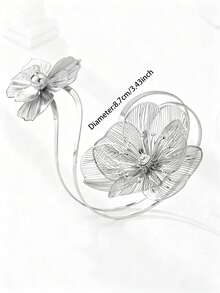 1件蝴蝶花朵臂环，夏季女士身体饰品 - 銀色 - 查看 3