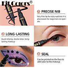 Fit Colors Juego de delineador de ojos 2 en 1 con sello de estrella, delineador de ojos resistente al agua con forma de corazón y flor de ciruelo, herramienta de maquillaje de secado rápido adecuada para fiestas y maquillaje de escenario