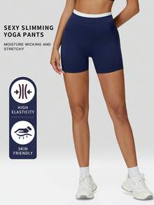 MFVIM Pantaloni scurți sport pentru femei, cu talie înaltă, mulați, în culori contrastante, potriviți pentru tenis, pickleball, ciclism, antrenamente la sală