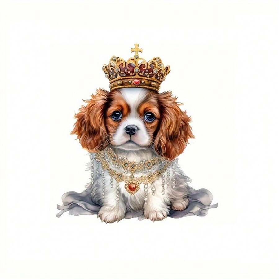 1pc/2pcs/3pcs Crown & Puppy Iron-On Stickers - Heat Transfer Stickers Suitable For DIY Pillows, T-Shirts, Clothing, Canvas Bags, Hoodies, Backpacks, Jeans - Multicolor - View 1