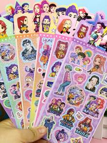 Mattel 18张K-Pop Wish Hunters Q版卡通贴纸超值套装（Rumi、Mira、Zoey角色），防水乙烯基贴纸，适用于笔记本电脑、水瓶、行李箱、日记本、剪贴簿、手工制作，生日、圣诞节、万圣节派对收藏品、粉丝礼物 - 彩色 - 查看 4