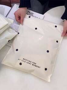 20个米色波点快递袋，防水自封收纳袋，适用于服装和礼品包装、生日和婚礼礼品袋，也适用于学校、办公室、文件、邮寄和运输。 - 白色波點 - 查看 1