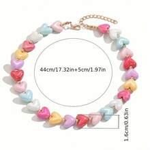 Women'S Cute Heart-Shaped Resin Necklace - Vibrant Candy Colors, Simple & Stylish, Plated, Perfect For Daily Wear & Parties, Versatile Accessory| Playful Accessory| Colorful Necklac Christmas Decorations Christmas Gifts - Nhiều màu - Xem 4