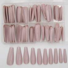 Colored Coffin Press On Nails Long Ballerina False Fake Nail Tips Full Cover Manicure Design Acrylic Nails 100pc For Women Teen FFgirls (Khaki){Inchcolor_nameinch:InchKhakiinch} - 卡其色 - 查看 3