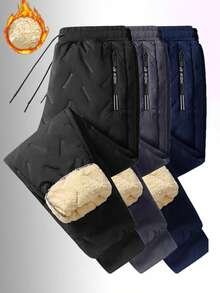 Men's Stylish And Versatile Winter Thickened Pants, Fashionable Striped Pants, Casual Long Pants. Great Gift For Husbands, Boyfriends.