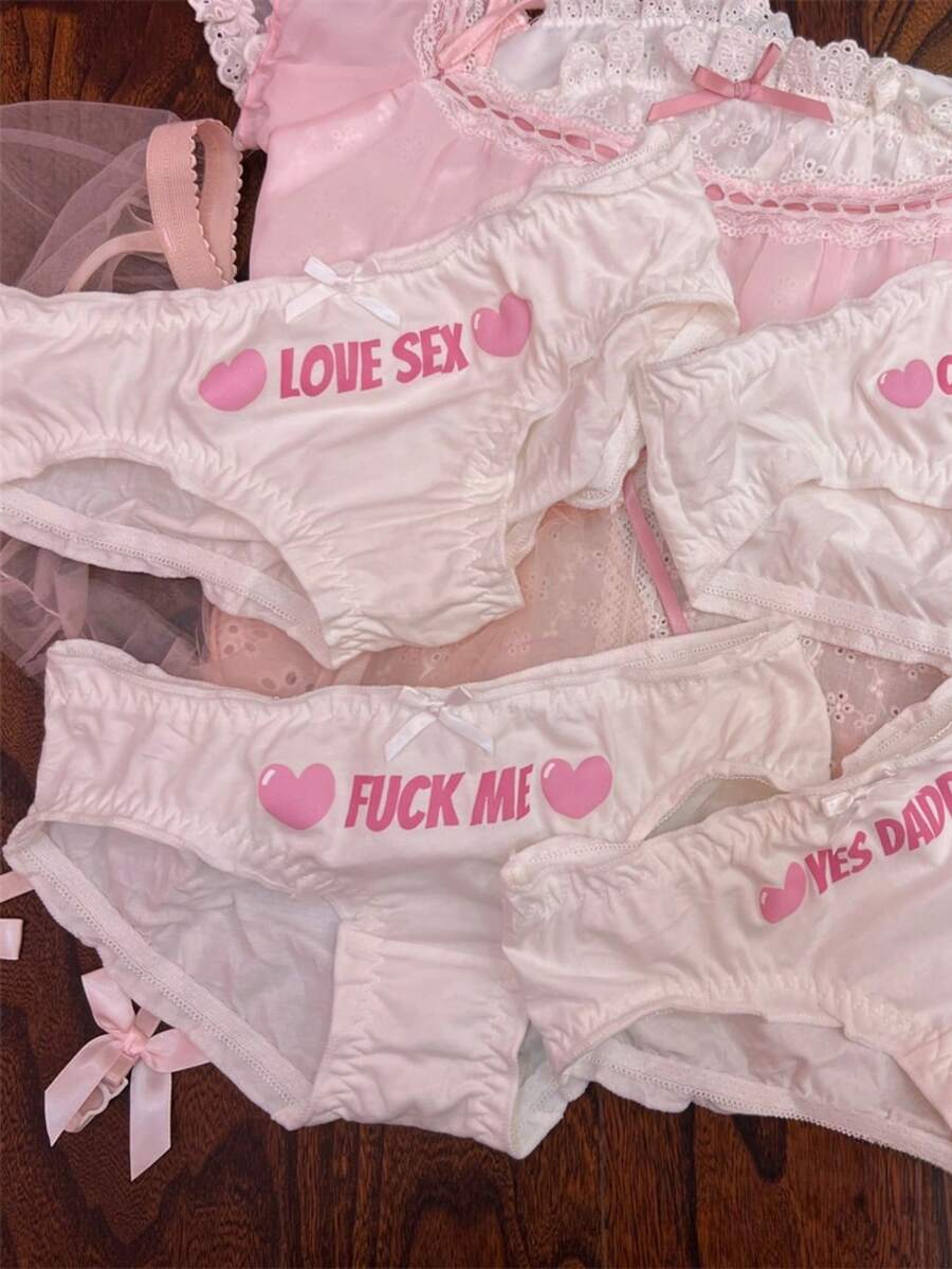 Summer Women's Printed Low Waist Lift Hip Sexy Triangle Panties Sexy Panties Bikini Panties Black Sexy Lingerie,Sexy Lingerie Perspective Sexy Underwear Shorts, Internet Celebrity,Letter Print Thongs, Soft & Comfy Stretchy Intimates Panties, Women's Sexy Lingerie & Underwea - 白色LOVE SE* - 查看 1