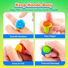 6pcs Silicone Textured Fidget Rings, Party Favor & Stress Relief Small Gift - Multicolor - View 2