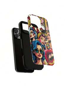 Funda Deluxe Doble Capa, Resistente, Anticaídas Acabado Brillante, Compatible con iPhone, Galaxy, Oppo, Pop Art F03 - Multicolor - Ver 2