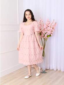 Junior Lace Dress - Baby Pink - View 3