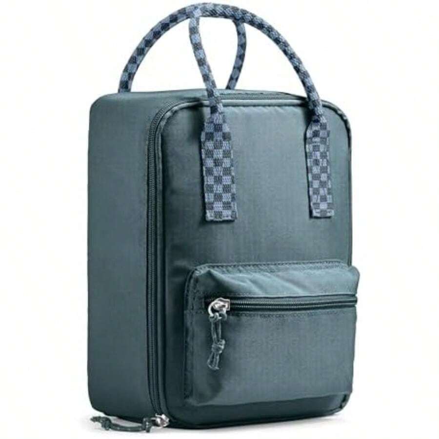 Fit & Fresh Connor - Lonchera para niños, versátil con aislamiento térmico para escuela y campamento, bolsa de almuerzo para adultos con bolsillo frontal con cierre, verde(Estándar gris (Boulder Gray)) - Tipo 2 - Ver 1