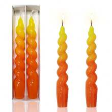 Colorful Candlestick Spiral Taper Candle,  7.2inches Handcrafted Twisted Candlesticks Short Taper Candles Unscented Candle Sticks For Wedding Home Dinner Women Gifts,2S-Yellow Orange{Inchcolor_nameinch:InchYELORGinch,Inchsize_nameinch:Inch7INCHinch} - 耶洛格 - 查看 1