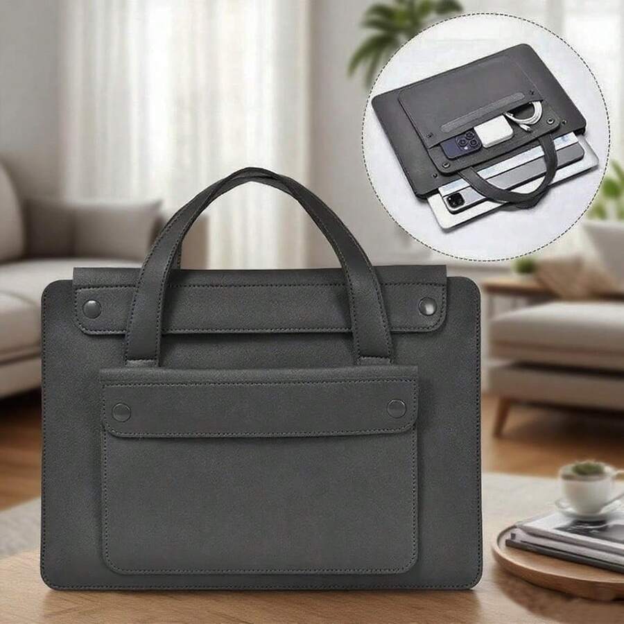 Laptop Bag Handbag Sleeve PU Leather Case Compatible With Macbook Microsfoft 13 14 15 16 Notebook Tablet Briefcase