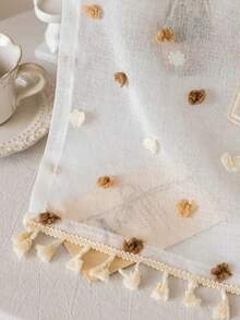 1件装多色绒球装饰豪华法式厨房窗帘，可作窗帘幔、门帘、房间隔断 - 彩色 - 查看 3