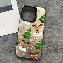 Funda de teléfono con temática navideña y diseño de Santa Claus y renos de dibujos animados, adecuada para iPhone 17, 16E, 16, 15, 14, 13, 12, 11 Mini, Pro, Max, Air, X, XR, XSMAX, 8 y 7 Plus, con un diseño de superficie mate para reducir el riesgo de caídas. - Colores mixtos - Ver 5