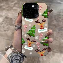 Funda de teléfono con temática navideña y diseño de Santa Claus y renos de dibujos animados, adecuada para iPhone 17, 16E, 16, 15, 14, 13, 12, 11 Mini, Pro, Max, Air, X, XR, XSMAX, 8 y 7 Plus, con un diseño de superficie mate para reducir el riesgo de caídas. - Colores mixtos - Ver 8